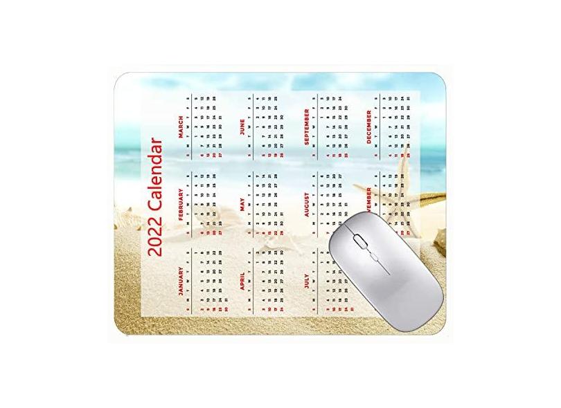 Mouse pad colorido calendário 2022 ano 2022 estrela-do-mar, praia, concha, mar, tapete para jogos