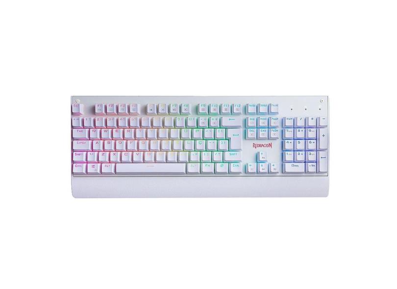 Teclado Mecânico Gamer Redragon Kala Branco Rgb Switch Brown