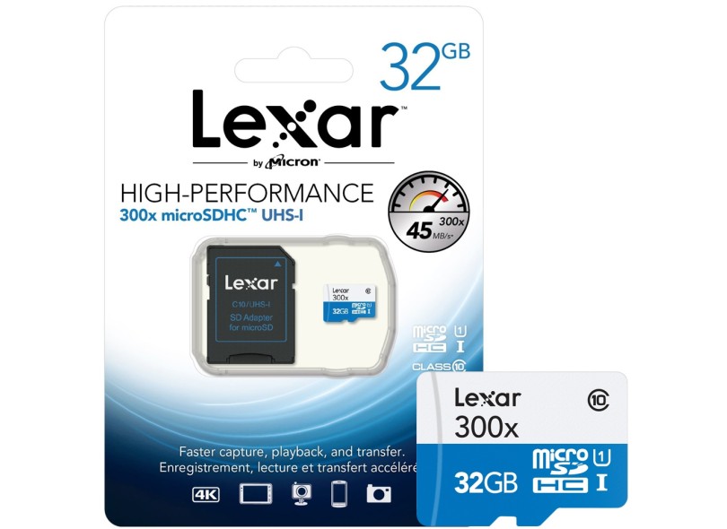 Cartão de Memória Micro SDHC com Adaptador Lexar 32 GB LSDMI32GBB1NL300A