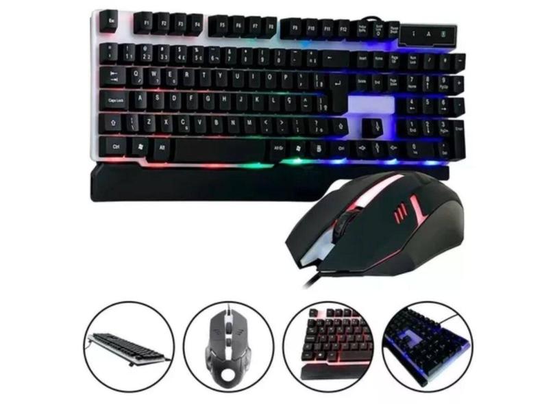 Teclado E Mouse Gamer Iluminado Semi Mecânico Usb