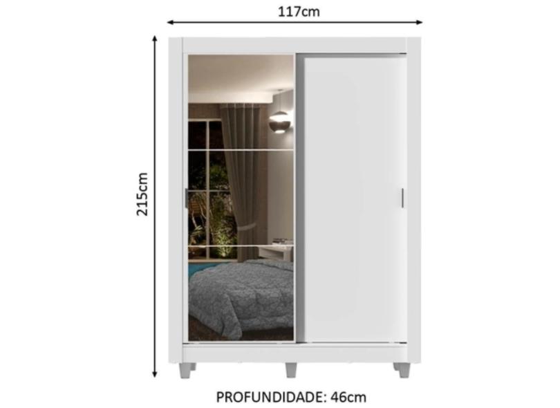 Guarda-Roupa Solteiro 2 Portas 2 Gavetas com Espelho Dallas com Pés Madesa