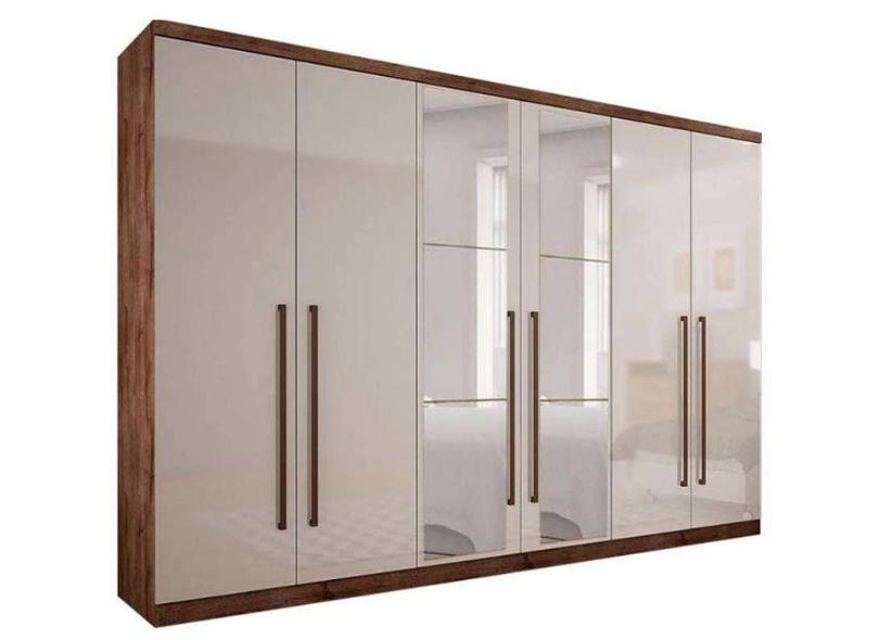 Guarda-Roupa Casal 6 Portas 6 Gavetas com Espelho Bari 2E Novo Horizonte