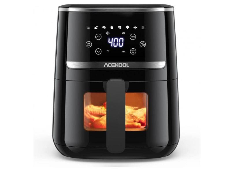 Fritadeira Elétrica AirFryer 5L com Painel Digital e 8 Predefinições, 110V 1500W, Acekool, Preta