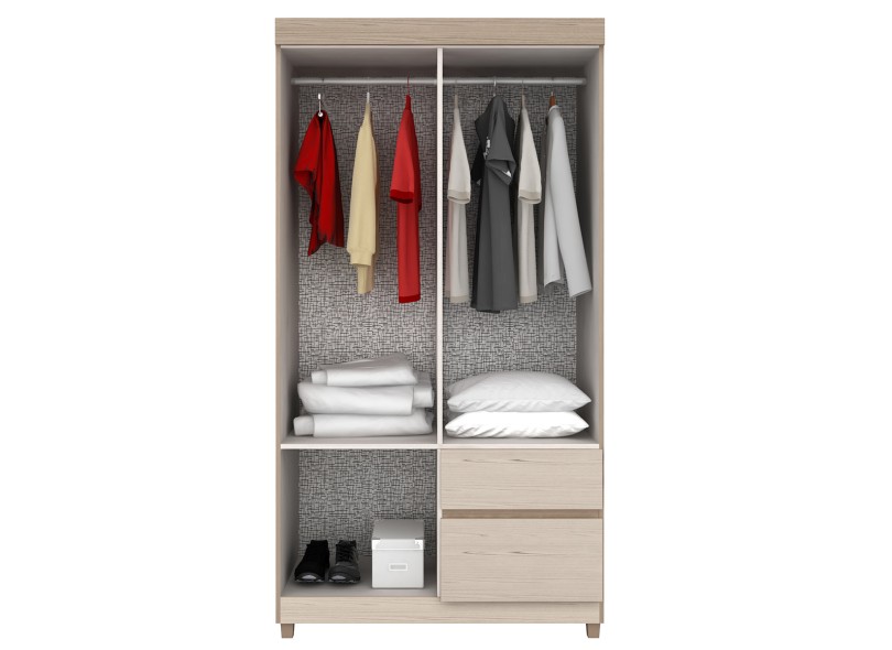 Guarda-Roupas Solteiro 4 Portas 2 Gavetas Lotus 42060 Demóbile