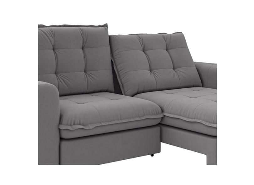 Sofá Reclinável Retrátil Veludo Fofão 250cm Besthouse