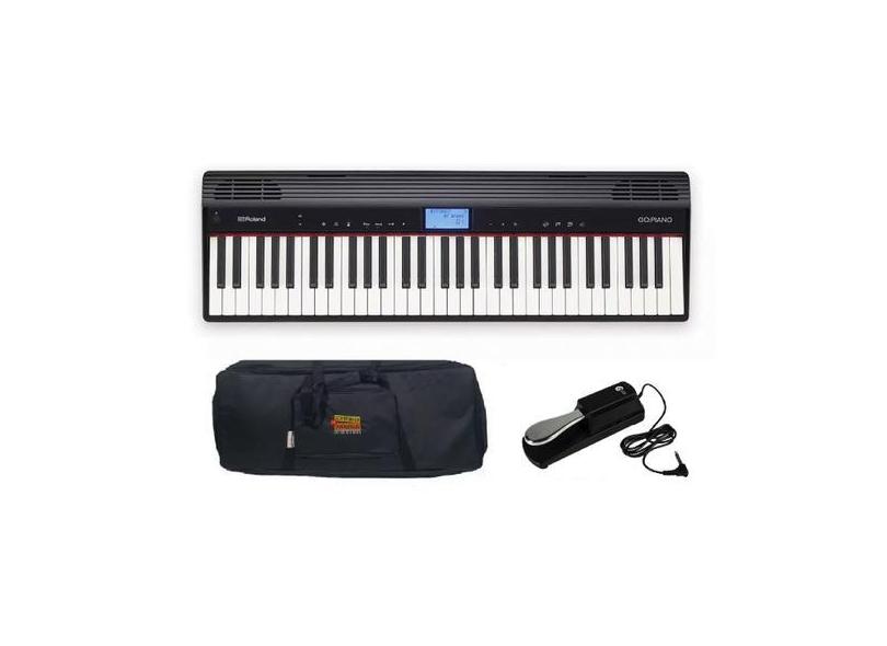 Kit Teclado Roland Go Piano Go61p Com Capa E Pedal