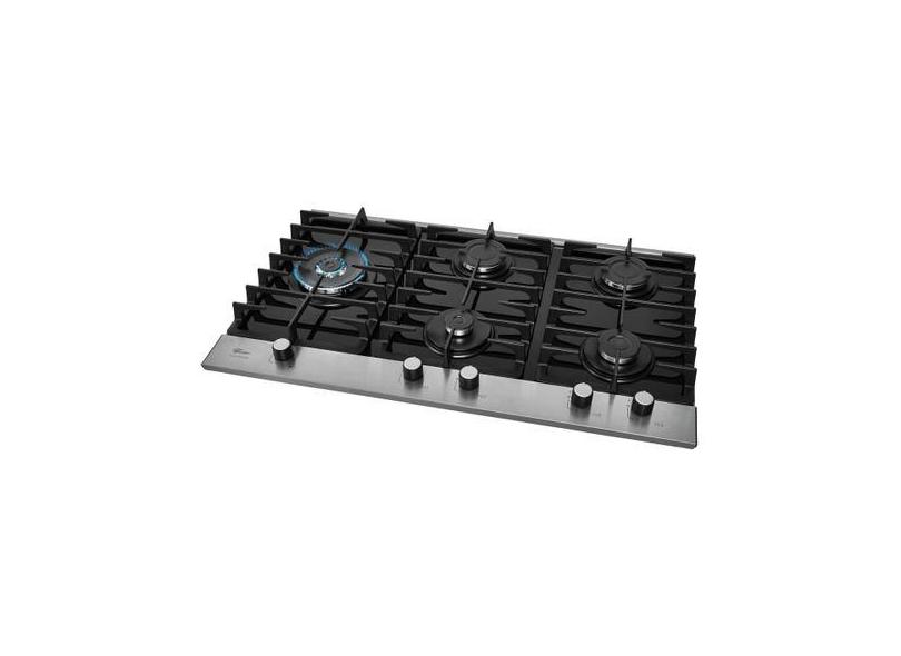 Cooktop a gás 5 bocas tripla chama platinium trempe de ferro fundido m