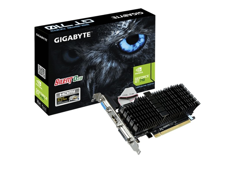 Placa de Video NVIDIA GeForce GT 710 2 GB DDR3 64 Bits Gigabyte GV-N710SL-2GL