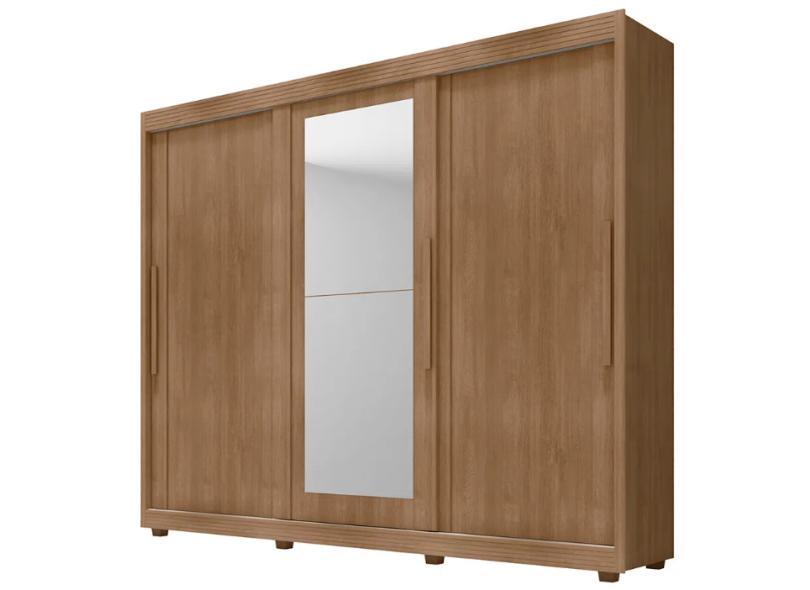 Guarda-Roupa Casal 3 Portas 5 Gavetas com Espelho Milão com Pés Móveis Lanza