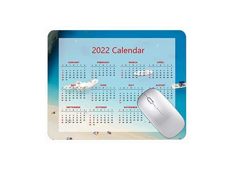 Mouse pad colorido para calendário 2022 ano 2022 Grécia azul mar praia mouse pad de borracha