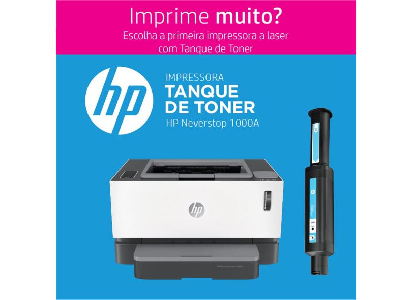 Impressora HP Neverstop Laser 1000a 4RY22A Laser Preto e Branco