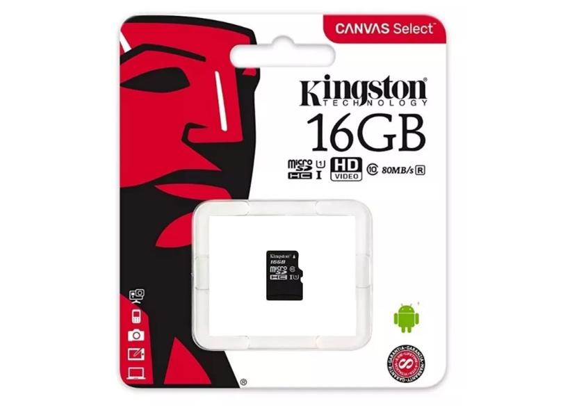 Cartão de Memória Micro SDHC Kingston Canvas Select 16 GB SDCS/16GB