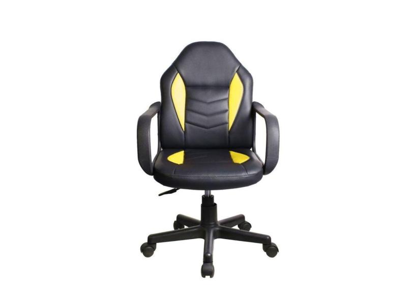 Cadeira Gamer Infantil em Couro PVC Pelegrin PEL-9354 Preto com Branco-Unissex