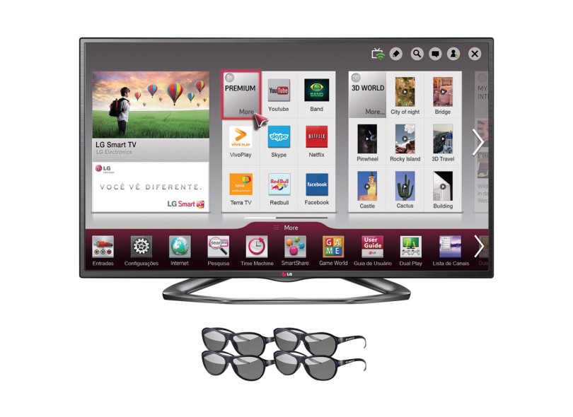 TV LED 47" Smart TV LG 3D Full HD 3 HDMI 47LA6200