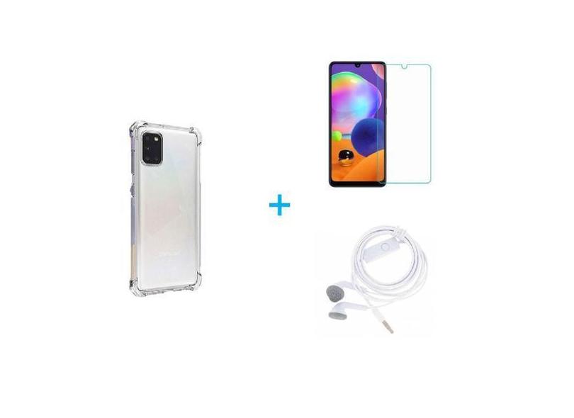 Kit Fone De Ouvido Samsung Galaxy A31 + Película De Vidro + Capa
