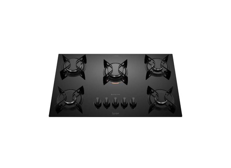 Fogão Cooktop 5 Bocas Embutir Mega Tripla Chama Atlas Bivolt, Preto, B