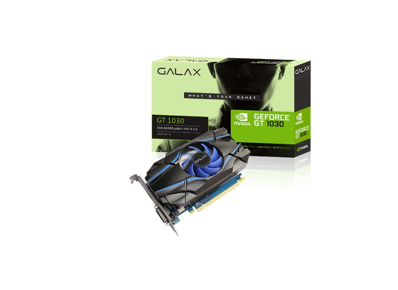 Placa de Video NVIDIA GeForce GT 1030 2 GB GDDR5 64 Bits Galax 30NPH4HVQ4ST