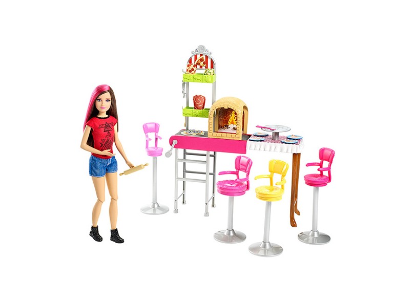 Boneca Barbie Family Pizzaria Três é Demais CGF37 Mattel