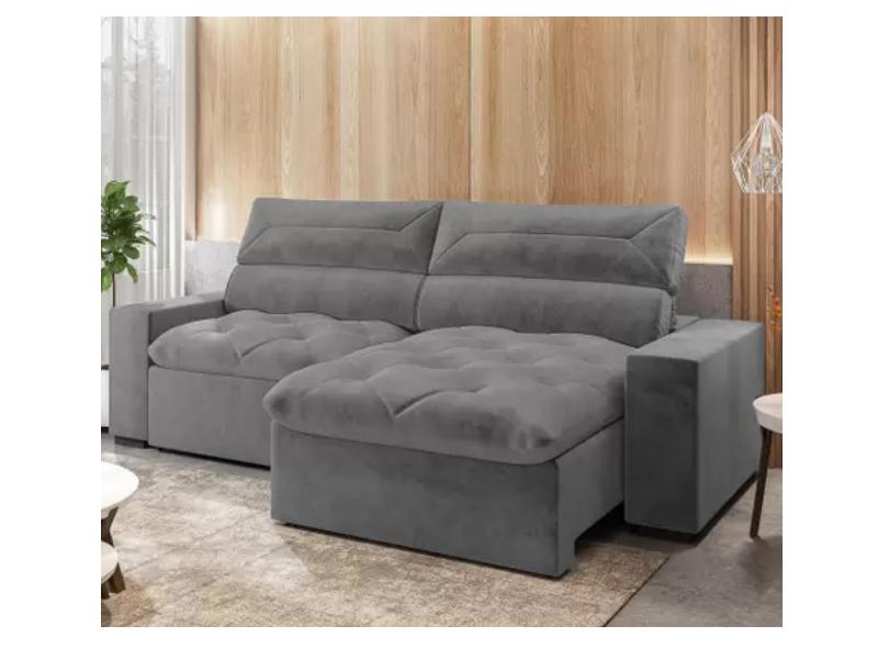 Sofá Reclinável Retrátil Suede Genebra H04 250cm Mpozenato