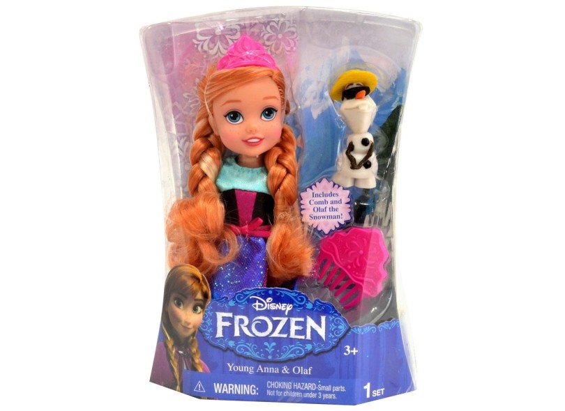 Boneca Princesas Disney Anna Pequena e Olaf Sunny