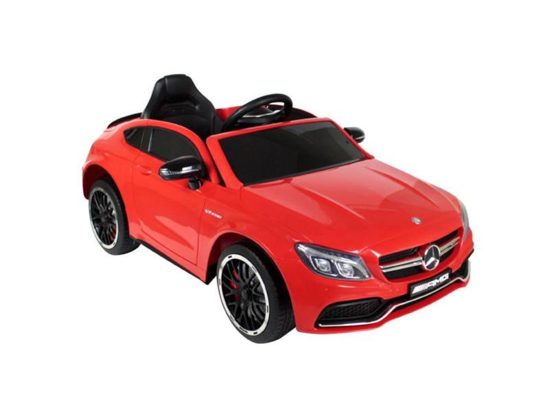 Mini Carro Elétrico Infantil Mercedes Benz C63s Controle 12V Usb Luz e Buzina Até 30Kg Vermelho Bel Fix