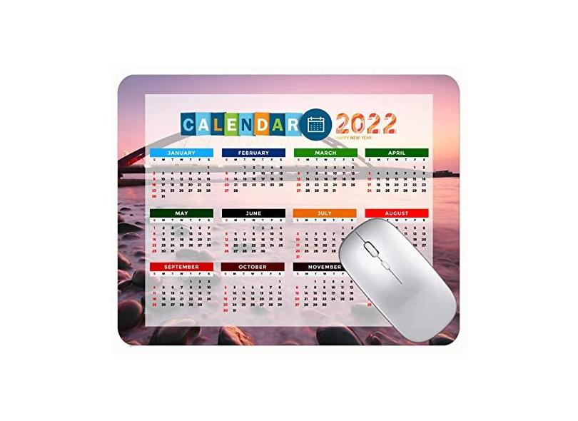 Mouse pad calendário 2022, fonte HD, mouse pad para jogos, ponte costeira, pedras, tapete para mouse