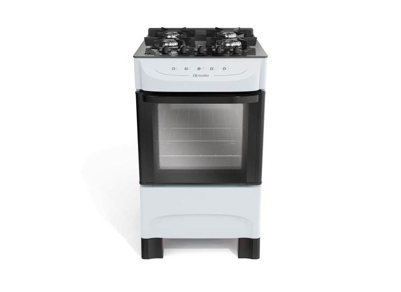 Fogão 4 Bocas Mueller com Mesa de Vidro Branco  - Mueller Fogões, Bivo