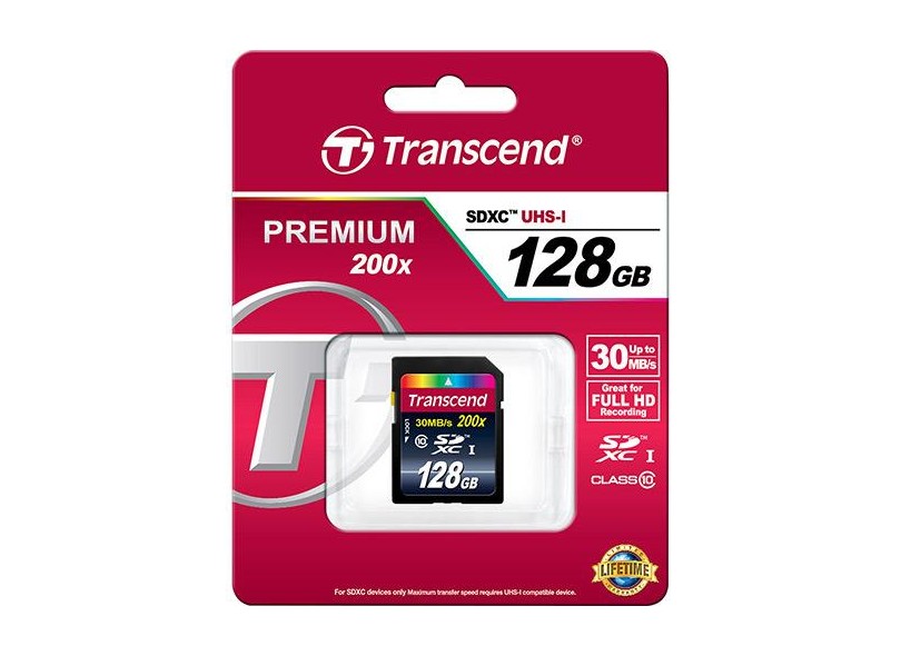 Cartão de Memória SDXC Transcend Premium Series 128 GB TS128GSDXC10
