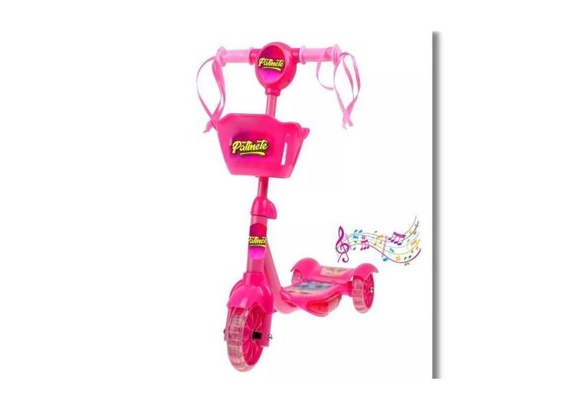 Patinete Infantil Com Luzes E Música De 3 Rodas Azul E Rosa Para Crian