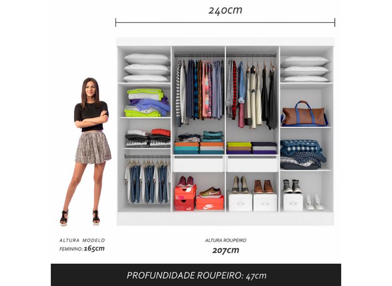 Guarda-Roupa Casal 8 Portas 2 Gavetas Mayra Móveis Arapongas