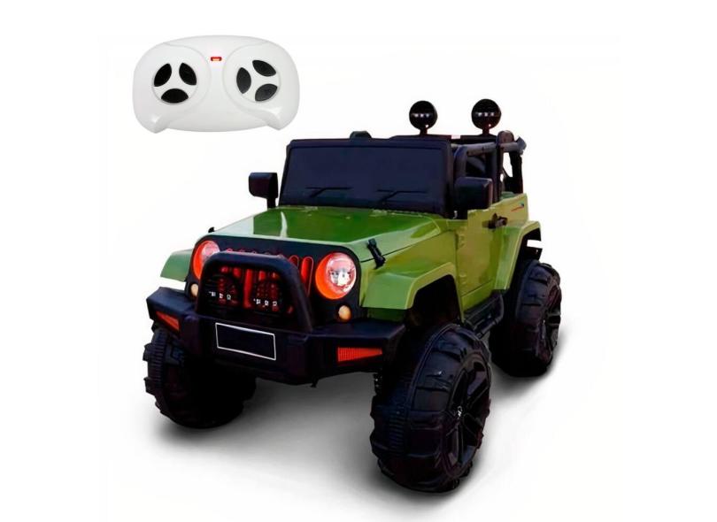 Mini Carro Jeep Elétrico Infantil 12V Verde Luzes Som Bivolt Com Controle