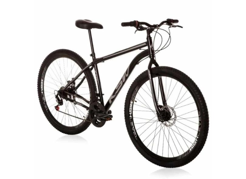 Bicicleta Aro 29 Aço Carbono Ksvj Freios A Disco 21 Vel - Preto e Rosa - Unissex-Unissex