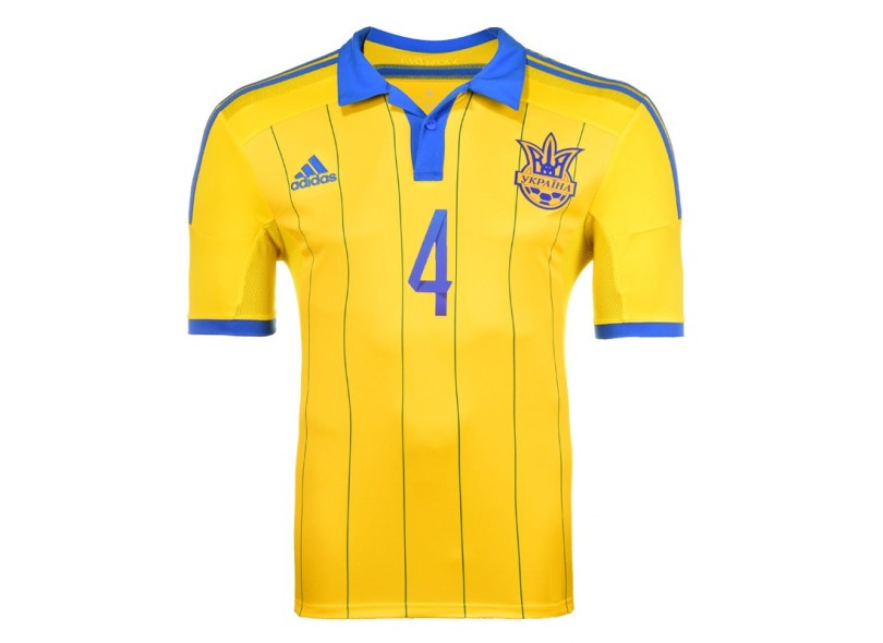 Camisa Jogo Ucrânia I 2014 Tymoshchuk nº 4 Adidas