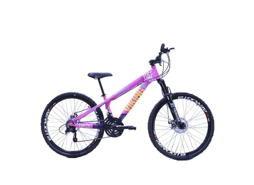 Bicicleta Viking Aro Aero 26 21v Rosa Neon Azul Marinho
