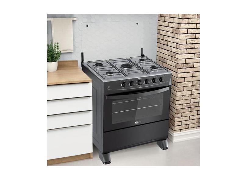 Fogão de Piso a Gás 5 Bocas Acendimento Automático Delicato Plus Preto