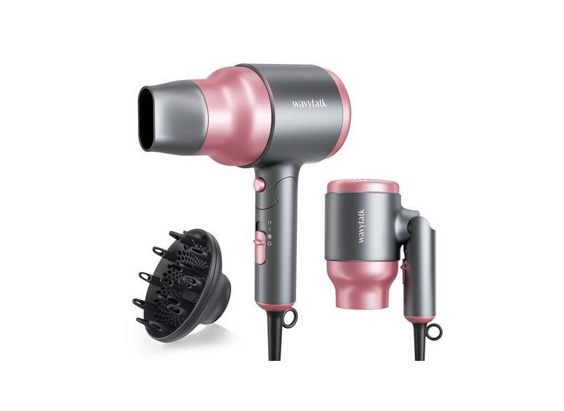 Secador de cabelo Wavytalk Portable 1600W com difusor rosa rosa