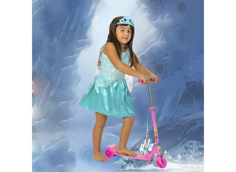 Patinete Infantil e Fantasia de Princesa Cinderela com Coroa