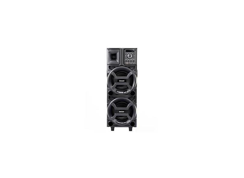 Torre de Som Amvox Duplo 8 Black ACA1101 com Luz de LED, 2 Woofers de 8", Bluetooth, Entradas UBS SD e Microfones - 1100W