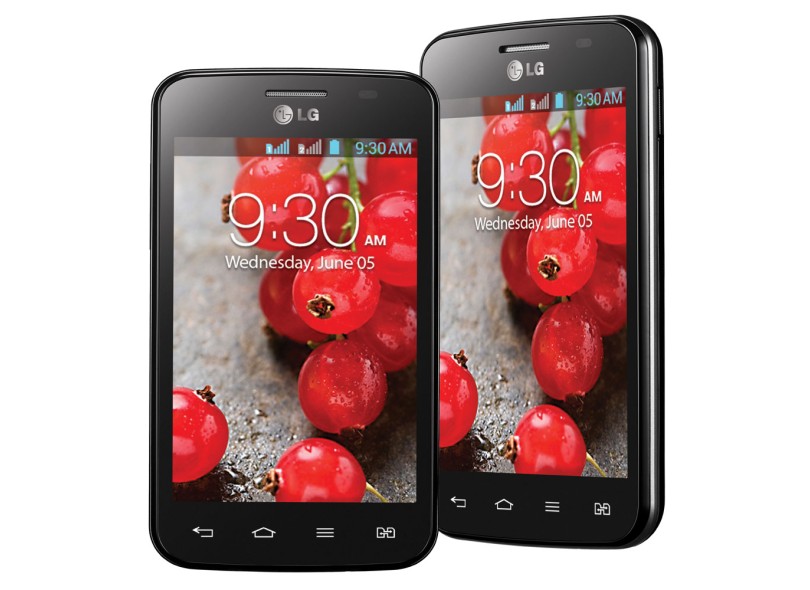 Smartphone LG Optimus L4 II Dual E467 Câmera 3,0 MP 2 Chips 4GB Android 4.1 (Jelly Bean) Wi-Fi 3G