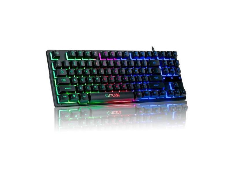 Teclado para jogos CHONCHOW RGB retroiluminado USB compacto de 87 tecl