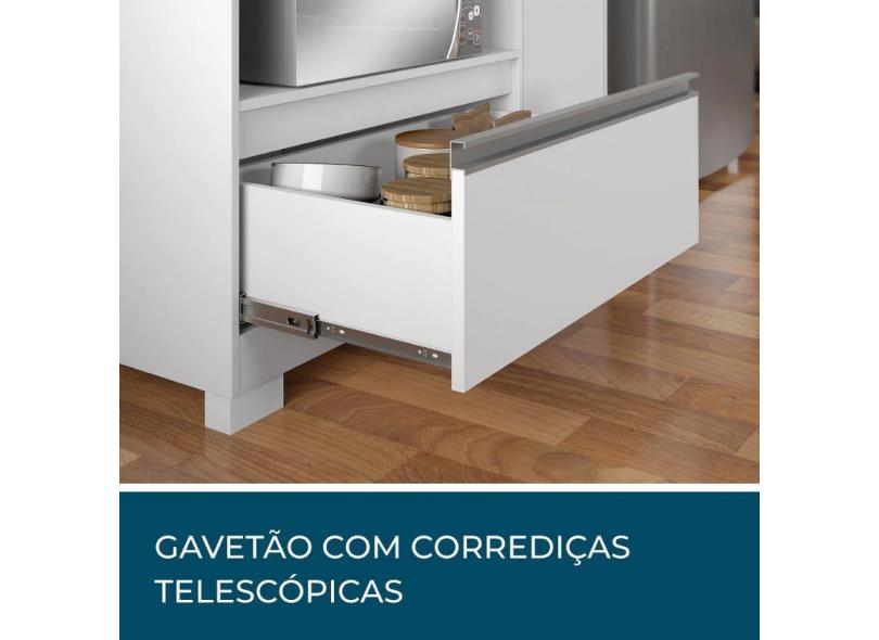 Balcão 1 Gaveta 1 Porta para Cooktop Balcão de Cozinha p/ Cooktop 5 Bocas 1 Porta e 1 Gaveta Amanda Branco Notável Móveis