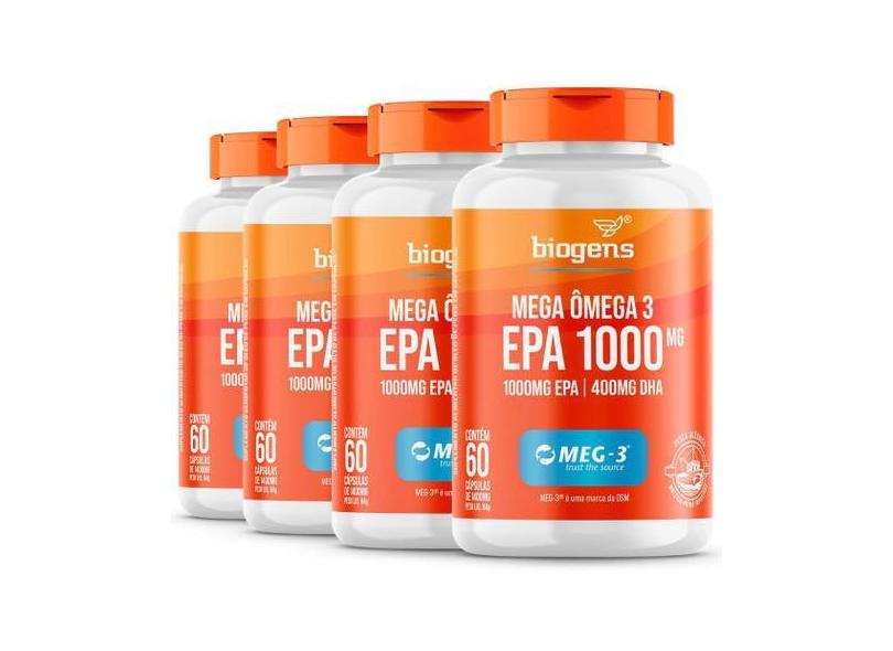 Biogens Kit 4X Mega Ômega 3 Epa 1000 Meg-3 60 Caps