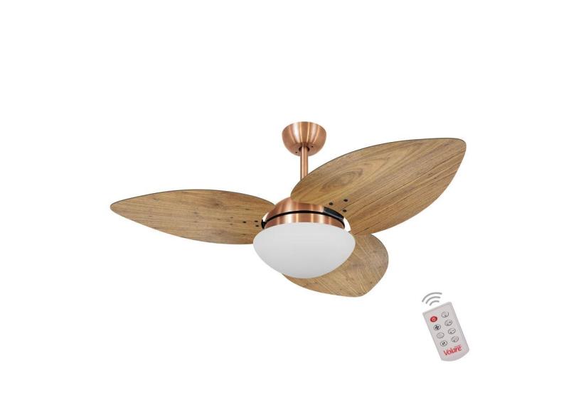 Ventilador De Teto Dormamu Cobre 3 Pás Rádica Freijó 220V Com Controle