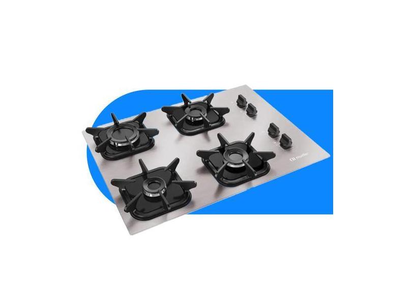 Fogão Cooktop Mueller 4 Bocas Ultra Chama Alumínio Bivolt 110V/220V MC