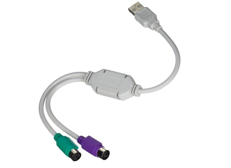 Cabo Conversor USB para 2 PS2 - Teclado e Mouse
