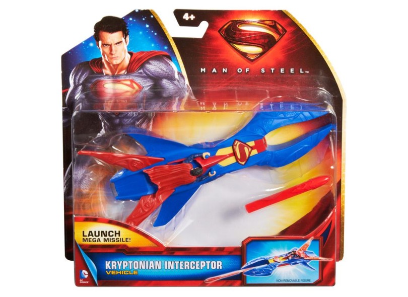 Boneco Super Homem com Veículo Interceptor Kryptoniano - Mattel