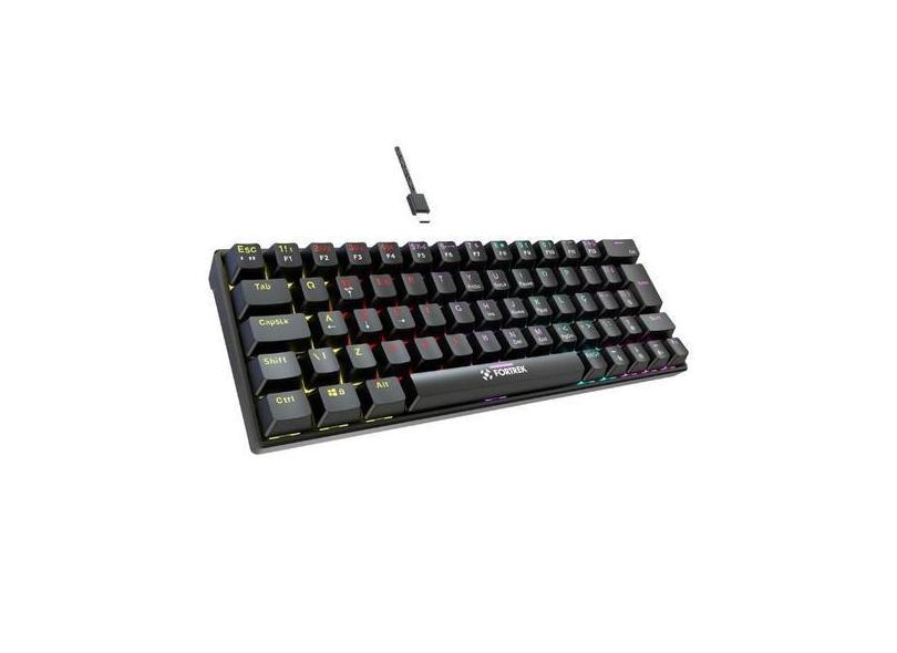 Teclado Gamer Fortrek Gravity 65 Mecânico Compact Switch Red USB Preto