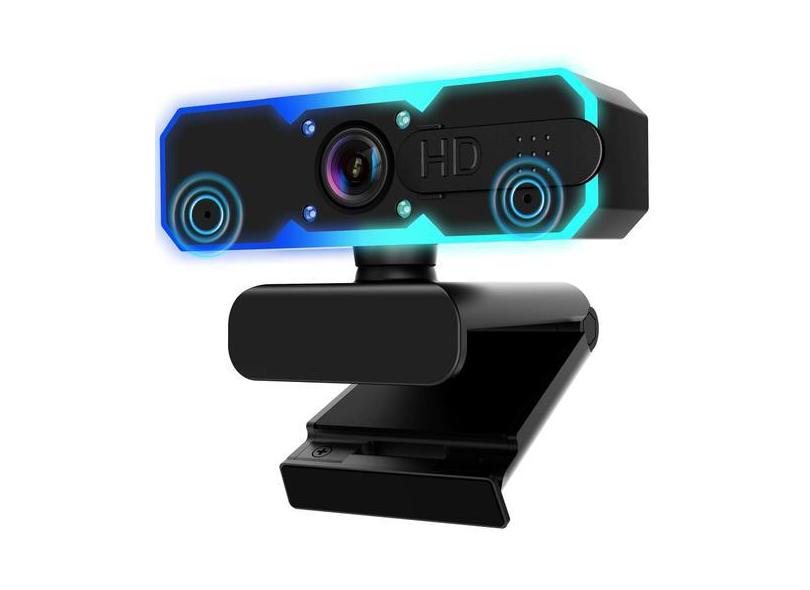 Webcam NBPOWER 1080P 60FPS Streaming com microfone e luz RGB