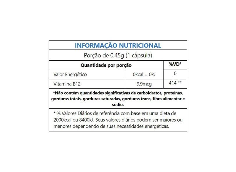 Vitamina B12 Cobalamina Vegana 60 Cápsulas De 450mg Kit Com 3 Em ...