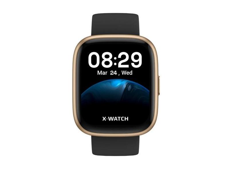 Relogio Inteligente Smartwatch Alexa Dourado Preto Quadrado Xwatch Ori